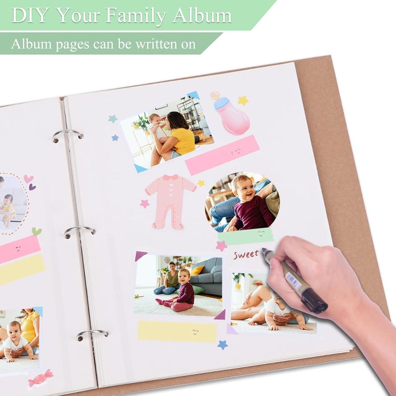 Dxmimer 11 x 9 inch photo album refill pages,Album Pages for 3 Ring Binder,Photo Album Self Adhesive Pages, for 2x3 4x6 5x7 8x10 Replacement Photo Album Sheets (50 Sheets / 100 Pages) - Image 5